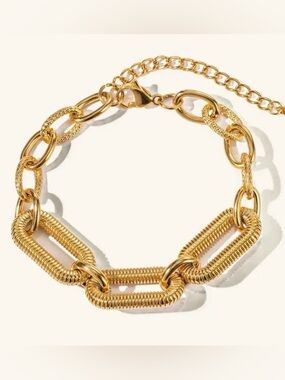 18K Gold Plated Chunky Paperclip Chain Bracelet